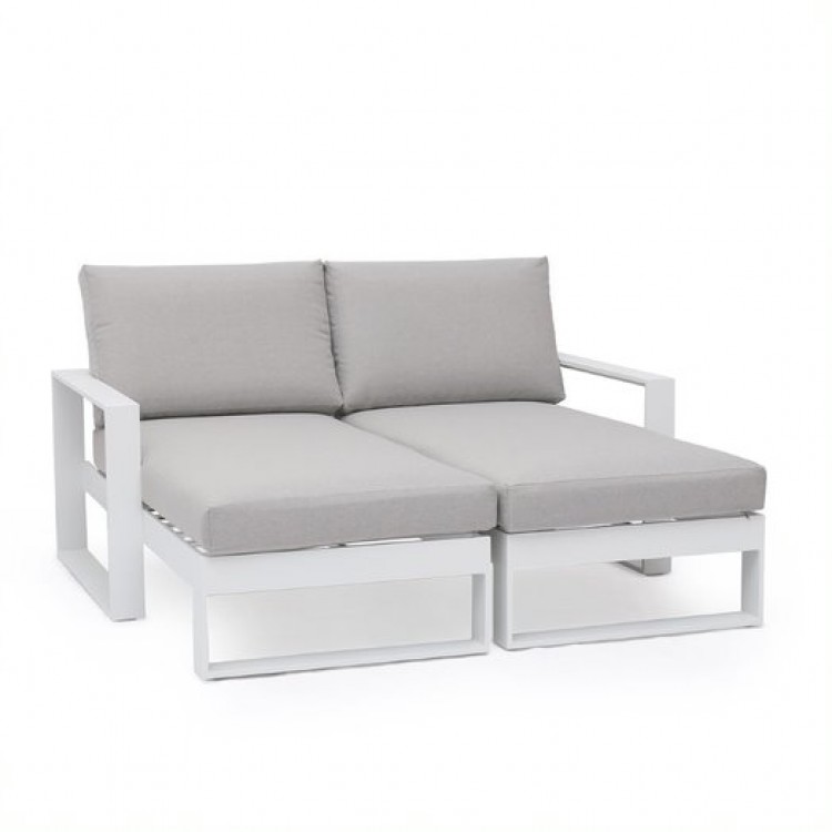 Maze Lounge Outdoor Fabric Amalfi White Double Sunlounger with Side Table  