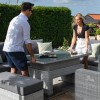 Maze Rattan Garden Furniture Ascot Grey 3 Seat Sofa Dining Set with Rising Table