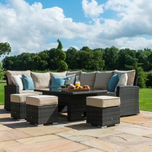 Maze Rattan Garden Furniture Deluxe Kingston Brown Corner Dining Set with Rising Table Maze Rattan Garden Furniture Deluxe Kingston Brown Corner Dining Set with Rising Table