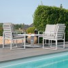 Maze Rattan Garden Furniture Amalfi White 4 Seat Square Dining Set with Rising Table