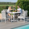 Maze Rattan Garden Furniture Amalfi White 4 Seat Square Dining Set with Rising Table