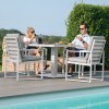 Maze Rattan Garden Furniture Amalfi White 4 Seat Square Dining Set with Rising Table