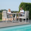 Maze Rattan Garden Furniture Amalfi White 4 Seat Square Dining Set with Rising Table