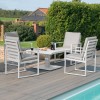 Maze Rattan Garden Furniture Amalfi White 4 Seat Square Dining Set with Rising Table