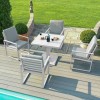 Maze Rattan Garden Furniture Amalfi White 4 Seat Square Dining Set with Rising Table