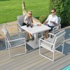 Maze Rattan Garden Furniture Amalfi White 4 Seat Square Dining Set with Rising Table