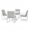 Maze Rattan Garden Furniture Amalfi White 4 Seat Square Dining Set with Rising Table