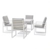 Maze Rattan Garden Furniture Amalfi White 4 Seat Square Dining Set with Rising Table