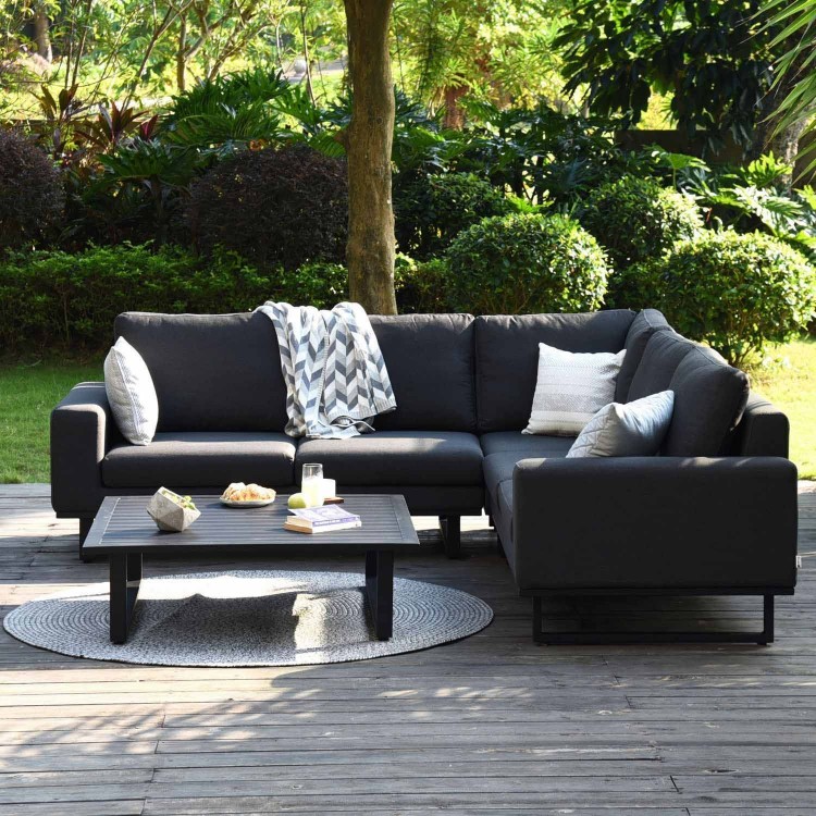 Maze Lounge Outdoor Fabric Eve Charcoal Corner Sofa Group with Coffee Table
