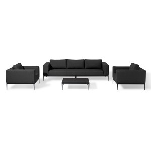 Maze Lounge Outdoor Fabric Eve Charcoal 3 Seat Sofa Set with Coffee Table