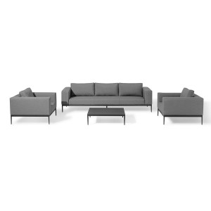 Maze Lounge Outdoor Fabric Eve Flanelle 3 Seat Sofa Set with Coffee Table