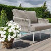 Maze Lounge Outdoor Marina Rope Weave Sandstone 2 Seat Sofa Set with Coffee Table