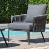 Maze Lounge Outdoor Marina Rope Weave Charcoal 3 Piece Lounge Set