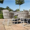 Maze Lounge Outdoor Fabric Marina Rope Weave Sandstone 6 Seat Oval Dining Set