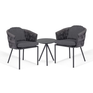 Maze Lounge Outdoor Fabric Marina Rope Weave Charcoal 3 Piece Bistro Set MAR-BS-2S-CH Maze Lounge Outdoor Marina Rope Weave Charcoal 3 Piece Bistro Set