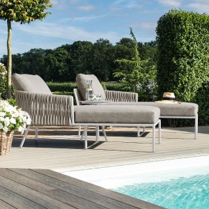 Maze Lounge Outdoor Marina Rope Weave Sandstone Double Sunlounge Set