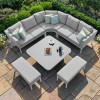 Maze Lounge Outdoor Fabric Pulse Lead ChineÂ Deluxe Square Corner Dining Set with Rising Table