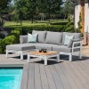 Maze Lounge Outdoor Oslo Aluminium White Chaise Sofa Set with Teak Coffee Table