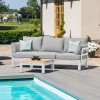 Maze Lounge Outdoor Oslo Aluminium White Chaise Sofa Set with Teak Coffee Table