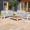 Maze Lounge Outdoor Fabric Oslo White Corner Group Sofa Set with Rectangular Coffee Table