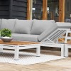 Maze Lounge Outdoor Fabric Oslo White Corner Group Sofa Set with Rectangular Coffee Table