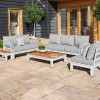 Maze Lounge Outdoor Fabric Oslo White Corner Group Sofa Set with Rectangular Coffee Table