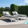 Maze Lounge Outdoor Fabric Oslo White Double Sunlounger Set