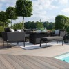 Maze Lounge Outdoor Fabric Pulse Charcoal 3 Seat Sofa Set with Fire Pit Table