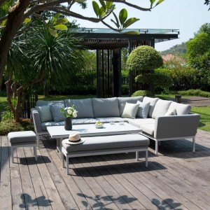 Maze Lounge Outdoor Fabric Pulse Lead Chine Left Handed Rectangular Corner Dining Set with Rising Table