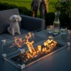 Maze Lounge Outdoor Fabric Pulse Charcoal Left Handed Rectangular Corner Dining Set with Fire Pit Table