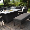 Maze Lounge Outdoor Fabric Pulse Charcoal Left Handed Rectangular Corner Dining Set with Fire Pit Table