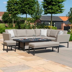 Maze Lounge Outdoor Fabric Pulse Taupe Left Handed Rectangular Corner Dining Set with Rising Table FB-PUL-RCD-L-TP Maze Lounge Outdoor Fabric Pulse Taupe Left Handed Rectangular Corner Dining Set with Rising Table