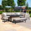 Maze Lounge Outdoor Fabric Pulse Taupe Left Handed Rectangular Corner Dining Set with Rising Table