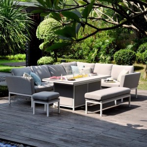 Maze Lounge Outdoor Fabric Pulse Lead Chine Left Handed Rectangular Corner Dining Set with Fire Pit Table FB-PUL-RCD-FPT-L-LC Maze Lounge Outdoor Fabric Pulse Lead Chine Left Handed Rectangular Corner Dining Set with Fire Pit Table