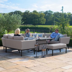 Maze Lounge Outdoor Fabric Pulse TaupeÂ U Shape Corner Dining Set with Rising Table