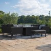 Maze Lounge Outdoor Fabric Pulse Charcoal U Shape Corner Dining Set with Fire Pit Table