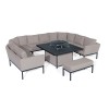 Maze Lounge Outdoor Fabric Pulse TaupeÂ U Shape Corner Dining Set with Fire Pit Table