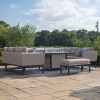 Maze Lounge Outdoor Fabric Pulse TaupeÂ U Shape Corner Dining Set with Fire Pit Table