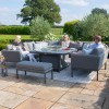 Maze Lounge Outdoor Fabric Pulse FlanelleÂ U Shape Corner Dining Set with Fire Pit Table