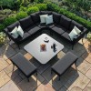 Maze Lounge Outdoor Fabric Pulse Charcoal Deluxe Square Corner Dining Set with Rising Table