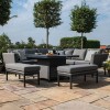 Maze Lounge Outdoor Fabric Pulse Charcoal Deluxe Square Corner Dining Set with Rising Table