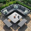 Maze Lounge Outdoor Fabric Pulse FlanelleÂ Deluxe Square Corner Dining Set with Rising Table