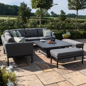 Maze Lounge Outdoor Fabric Pulse FlanelleÂ Deluxe Square Corner Dining Set with Rising Table