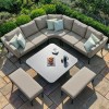 Maze Lounge Outdoor Fabric Pulse Taupe Deluxe Square Corner Dining Set with Rising Table