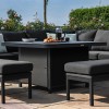 Maze Lounge Outdoor Fabric Pulse Charcoal Deluxe Square Corner Dining Set with Fire Pit Table