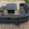 Maze Lounge Outdoor Fabric Pulse Charcoal Deluxe Square Corner Dining Set with Fire Pit Table