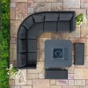 Maze Lounge Outdoor Fabric Pulse Charcoal Deluxe Square Corner Dining Set with Fire Pit Table