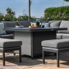 Maze Lounge Outdoor Fabric Pulse Flanelle Deluxe Square Corner Dining Set with Fire Pit Table