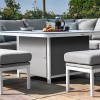 Maze Lounge Outdoor Fabric Pulse Lead ChineÂ Deluxe Square Corner Dining Set with Fire Pit Table