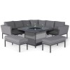 Maze Lounge Outdoor Fabric Pulse FlanelleÂ Deluxe Square Corner Dining Set with Fire Pit Table